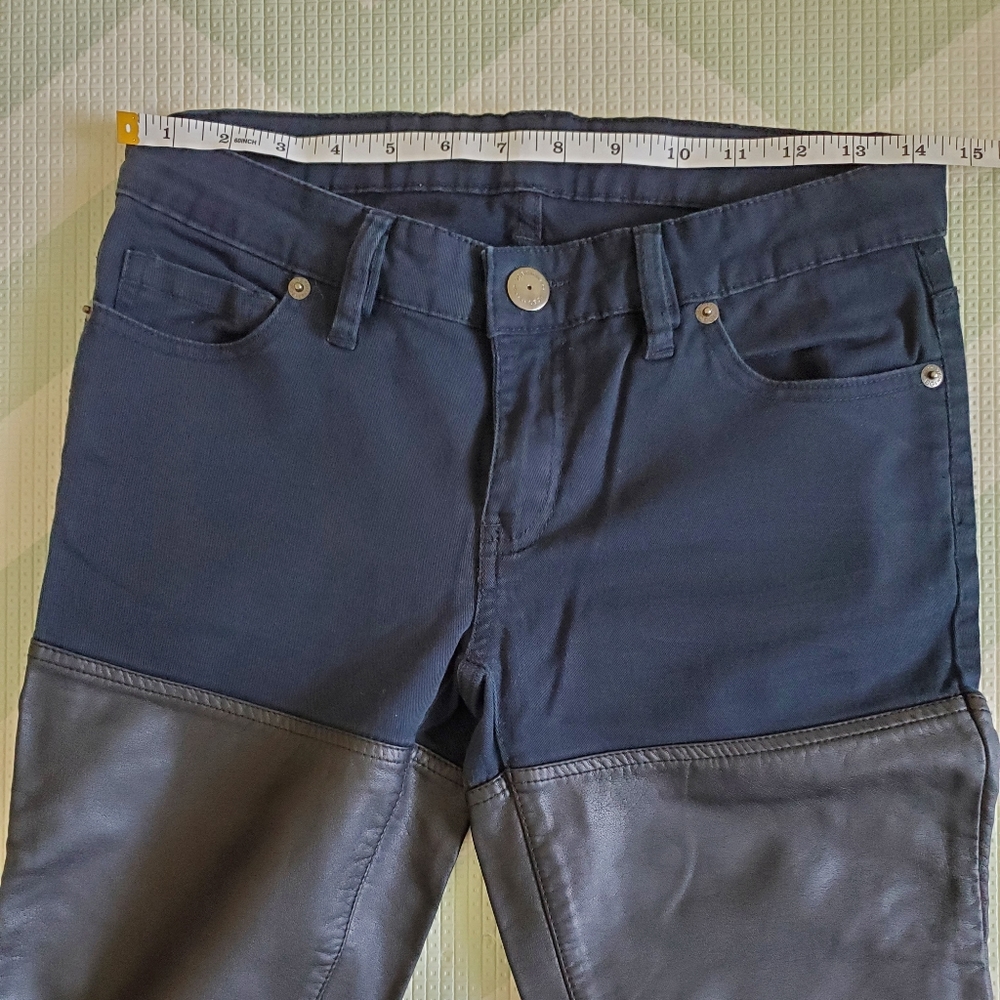 BCBGeneration Blue and Black Faux Leather Jeans - Picture 10 of 12